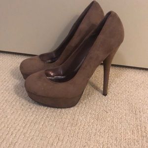 Faux Suede Platform High Heel Pumps
